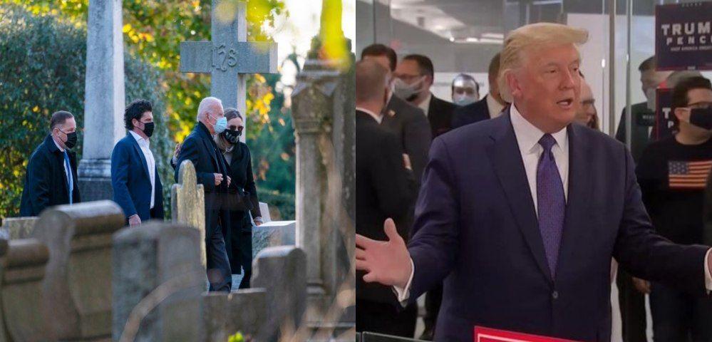 Trump y Biden el día de las elecciones.