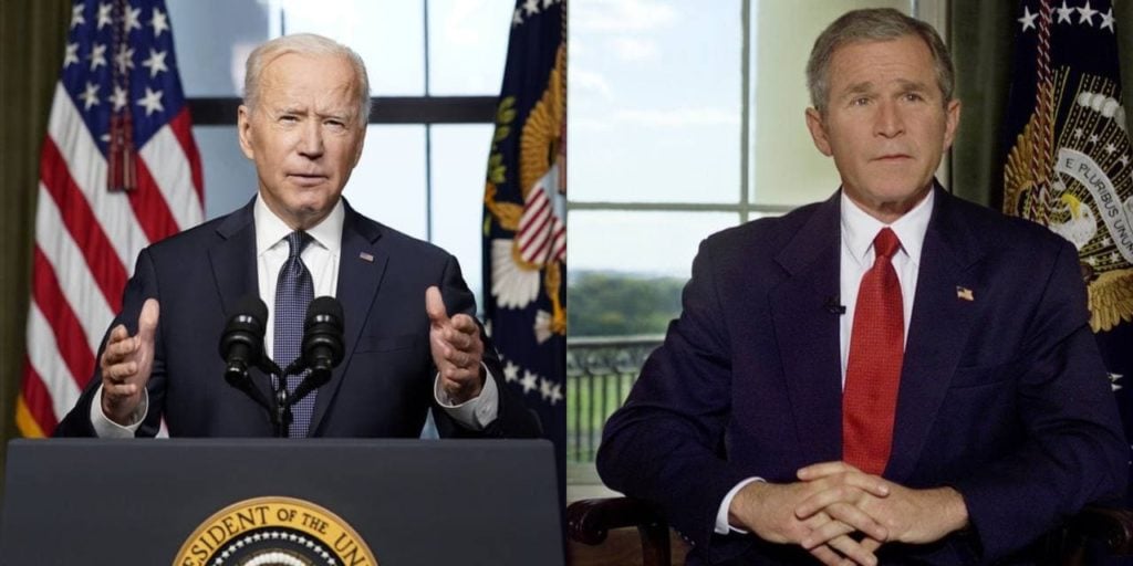 Biden revela el plan de retiro de tropas de Afganistán desde la misma habitación donde Bush anunció la guerra en 2001