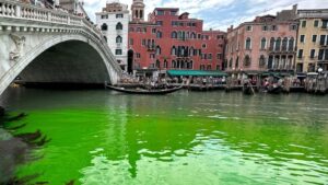 Autoridades revelan la causa del color fluorescente en el canal de Venecia