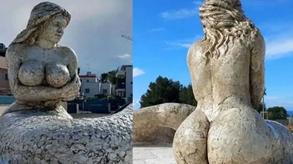 Estatua voluptuosa de una sirena provoca indignación en Italia