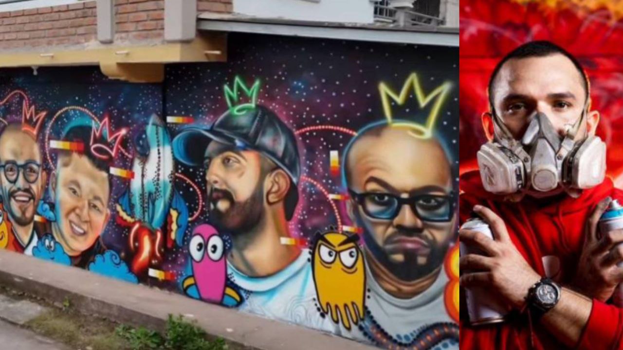 Pintor hondureño rinde homenaje con un mural a influencers a los que considera un gran ejemplo