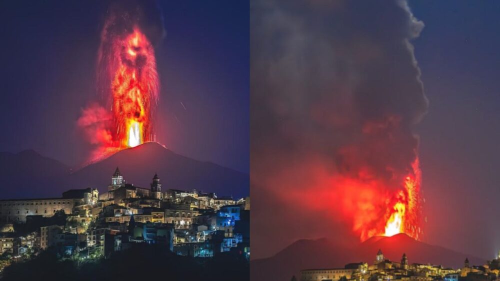 Impresionantes imágenes del volcán Etna entrando en erupción