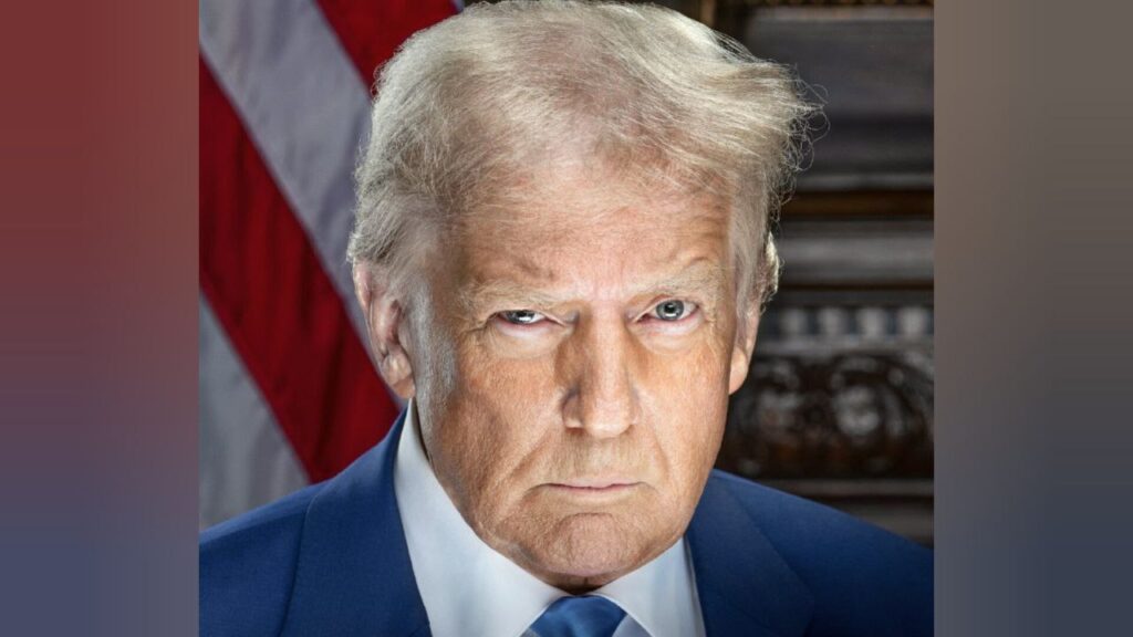 y aluminio, Revelan el retrato oficial de la toma de Donald Trump para la toma de posesión 